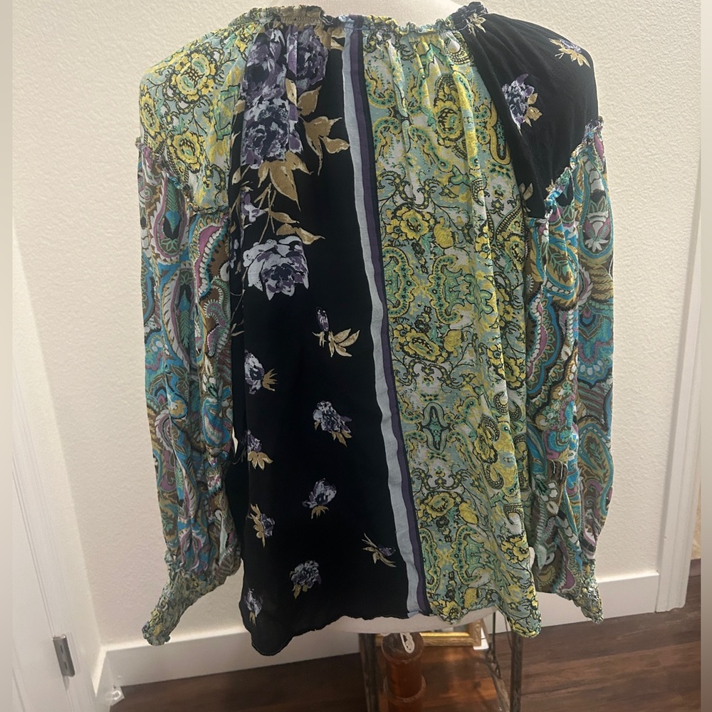 Free People Multicolor Patchwork Blouse - image 3